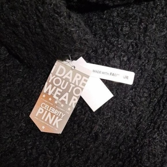 Celebrity Pink Faux Fur Black Snsp Button Coat NWT Medium‎ - Picture 5 of 8